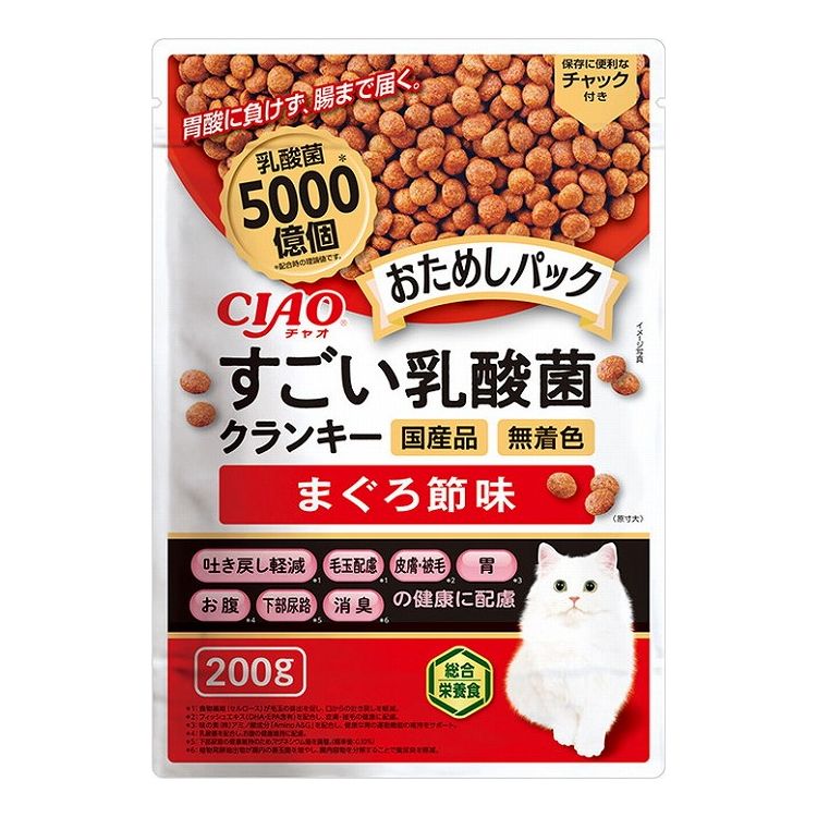 【4個セット】 CIAO すごい乳酸菌クランキー おためしパック まぐろ節味 200g x4