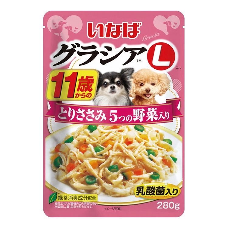 【24個セット】 いなば グラシアL 11歳からのとりささみ 5つの野菜入り 280g x24