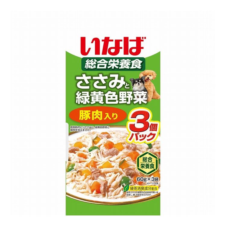 【16個セット】 いなば ささみと緑黄色野菜 豚肉入り 60g×3 x16