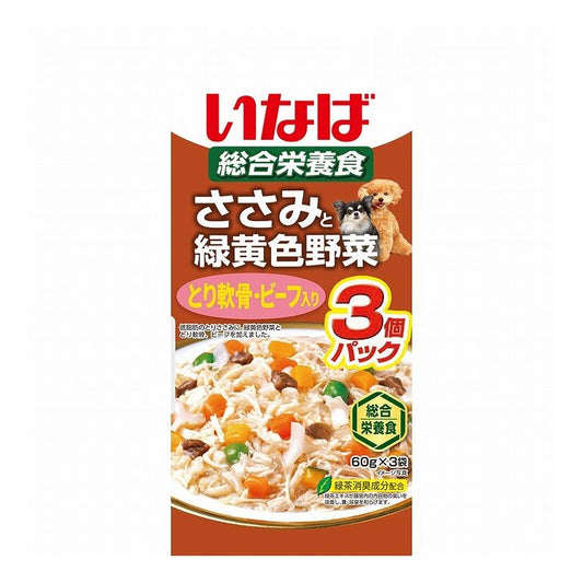 【16個セット】 いなば ささみと緑黄色野菜 とり軟骨ビーフ入り 60g×3 x16