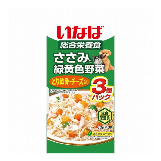 【16個セット】 いなば ささみと緑黄色野菜 とり軟骨チーズ入り 60g×3 x16