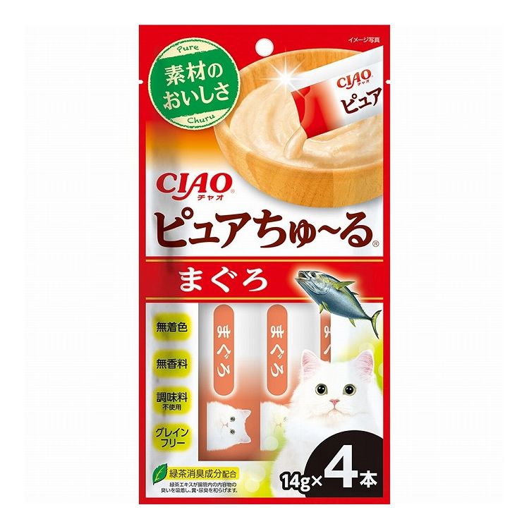 【12個セット】 CIAO ピュアちゅ~る まぐろ 14g×4本 x12