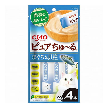 【24個セット】 CIAO ピュアちゅ~る まぐろ&貝柱 14g×4本 x24