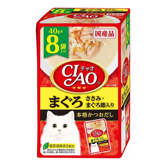 【12個セット】 CIAO パウチ まぐろ ささみ・まぐろ節入り 40g×8袋 x12