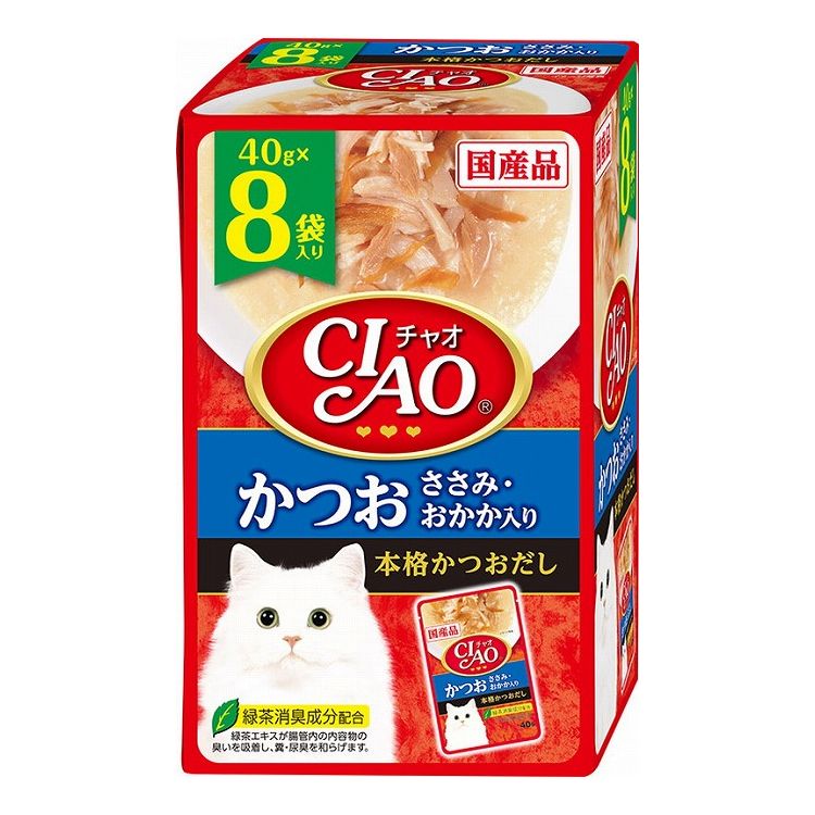 【2個セット】 CIAO パウチ かつお ささみ・おかか入り 40g×8袋 x2