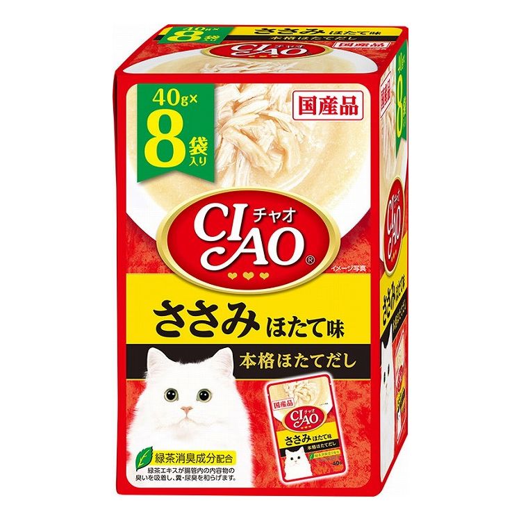 【2個セット】 CIAO パウチ ささみ ほたて味 40g×8袋 x2