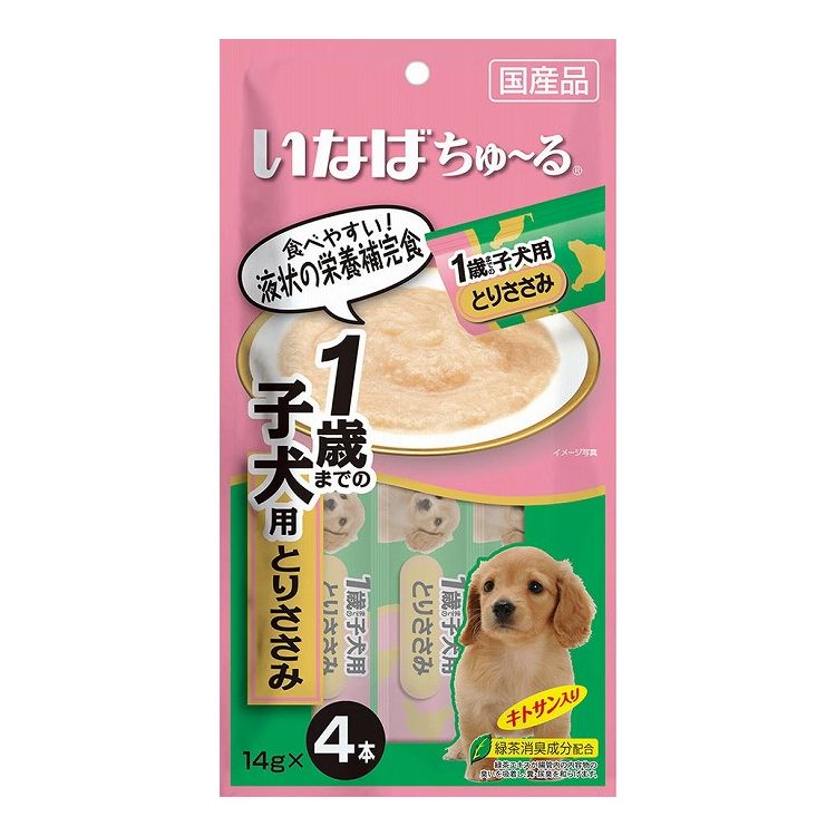 【12個セット】 いなば ちゅ~る 1歳までの子犬用 とりささみ 14g×4本 x12