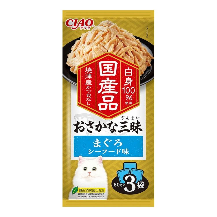 【4個セット】 CIAO おさかな三昧 まぐろ シーフード味 60g×3袋 x4