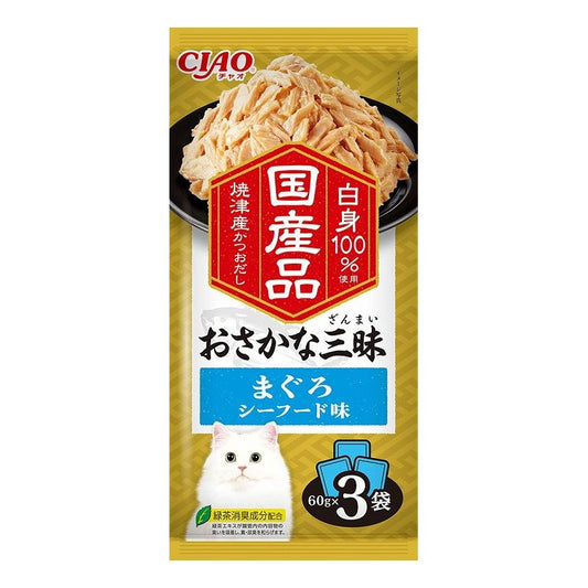 【8個セット】 CIAO おさかな三昧 まぐろ シーフード味 60g×3袋 x8