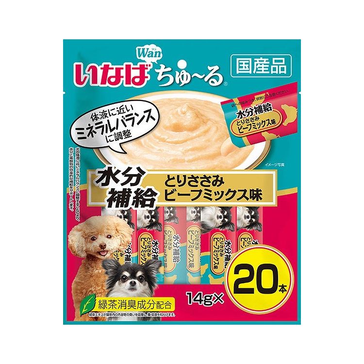 【2個セット】 いなば ちゅ~る 水分補給 とりささみ ビーフミックス味 14g×20本入 x2