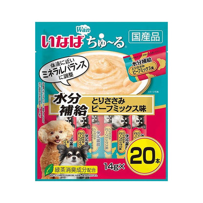 【4個セット】 いなば ちゅ~る 水分補給 とりささみ ビーフミックス味 14g×20本入 x4