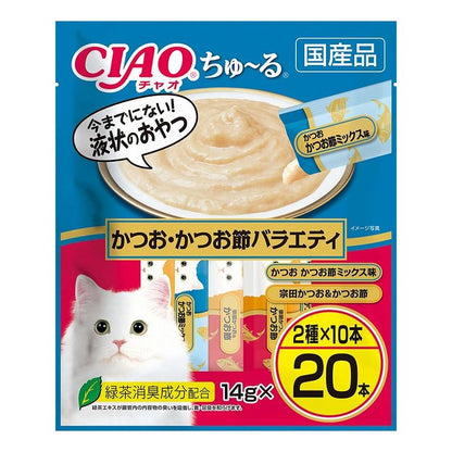 【2個セット】 CIAO ちゅ~る かつお・かつお節バラエティ 14g×20本 x2