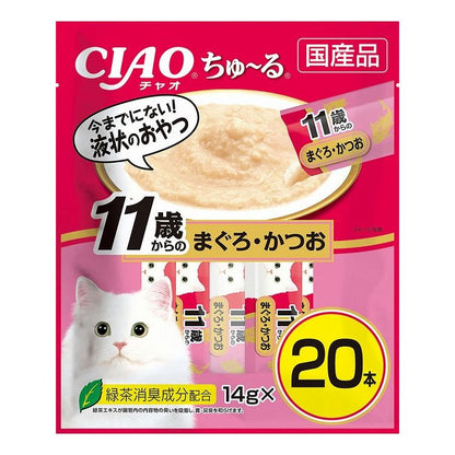 【2個セット】 CIAO ちゅ~る 11歳からのまぐろ・かつお 14g×20本 x2