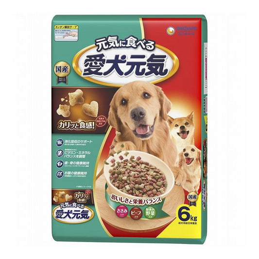 ユニチャーム 愛犬元気 全成長段階用 ささみ・ビーフ・緑黄色野菜入り 6kg