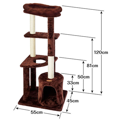 アドメイト ねこまどヴィラキャットポール ゆったりベッドとハウス キャットタワー 猫 ネコ 猫タワー 高さ120cm ハウス付 爪とぎ ベッド付 ペットベッド