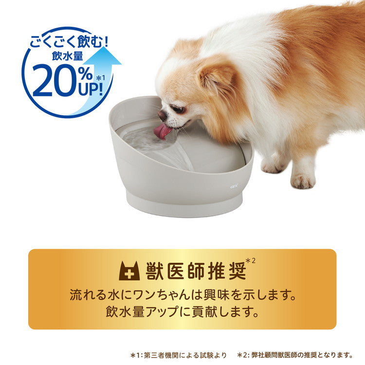 ジェックス ピュアクリスタル ミューティー 950mL 犬用 ムーングレー ペット用給水器 給水機 水飲み器 水飲み 自動 給水器 USB 静音 静か ペット用 犬 GEX