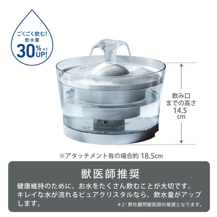 ジェックス ピュアクリスタル グラッシーR 1.5L 猫用 ペット用給水器 給水機 水飲み器 水飲み 自動 給水器 USB 静音 静か ペット用 猫 GEX