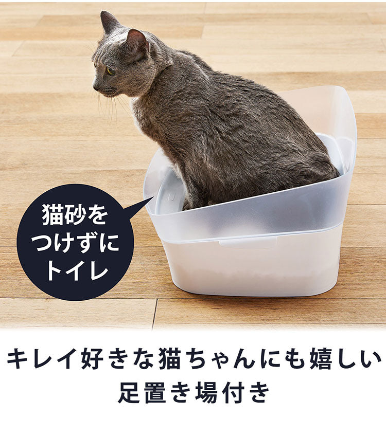 ボンビアルコン しつけるトイレ クリアキャット M 猫トイレ 猫用トイレ スコップ付 半透明 お手入れ簡単 お掃除簡単 洗える 砂が飛び散らない 猫砂 ねこ砂 ネコ用