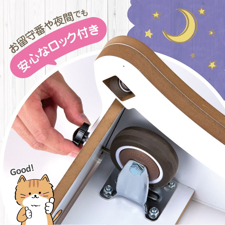 ボンビアルコン 猫用 キャットホイール ホワイト 7kgまで 小型 組み立て簡単 静音 静音設計 ロック付 ロックできる 爪とぎ 爪砥ぎ ダンボール キャットランナー ルームランナー