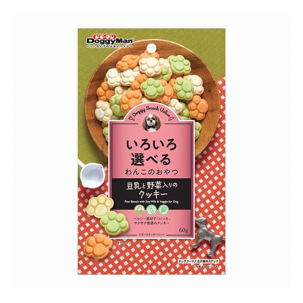 【20個セット】 ドギーマン ドギースナックバリュー 豆乳と野菜入のクッキー 60g x20