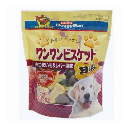 【4個セット】 ドギーマン おなかにやさしいワンワンビスケットBig さつまいも&レバー風味 450g x4