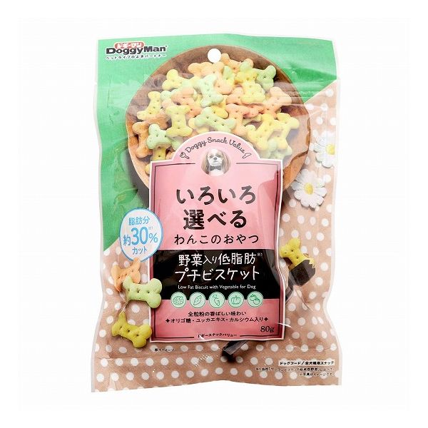 【12個セット】 ドギーマン ドギースナックバリュー 野菜入低脂肪プチビスケット 80g x12