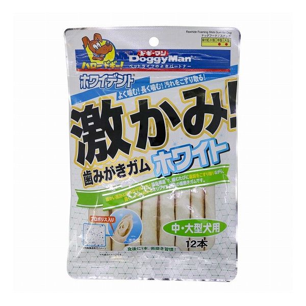 【4個セット】 ドギーマン ホワイデント 激かみ!歯みがきガムホワイト 中・大型犬用 12本 x4