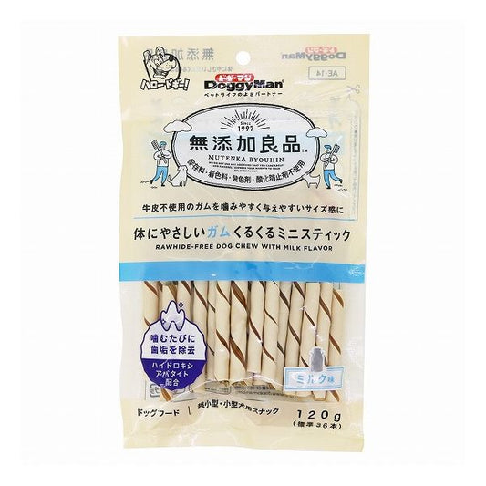 【4個セット】 ドギーマン 無添加良品 体にやさしいガム くるくるミニスティック 120g(標準36本) x4