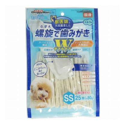 【12個セット】 ドギーマン ホワイデント 螺旋で歯みがき Wケア SS 25本 x12