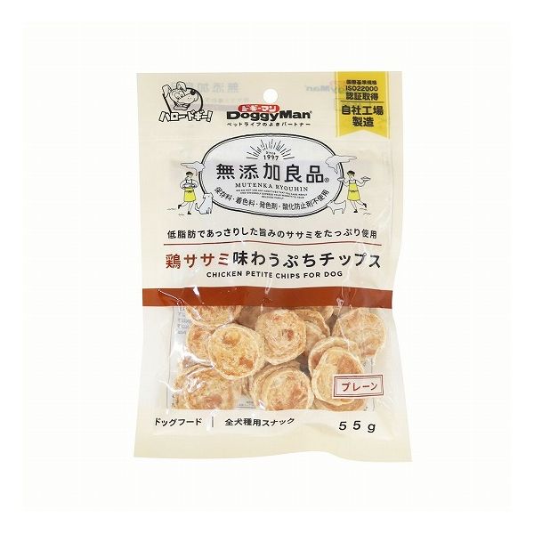 【12個セット】 ドギーマン 無添加良品 鶏ササミ味わうぷちチップス プレーン 55g x12