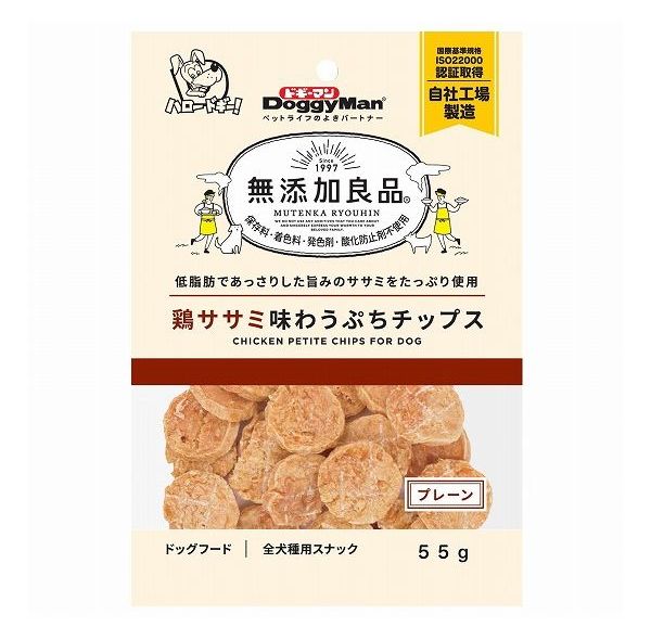 【12個セット】 ドギーマン 無添加良品 鶏ササミ味わうぷちチップス プレーン 55g x12