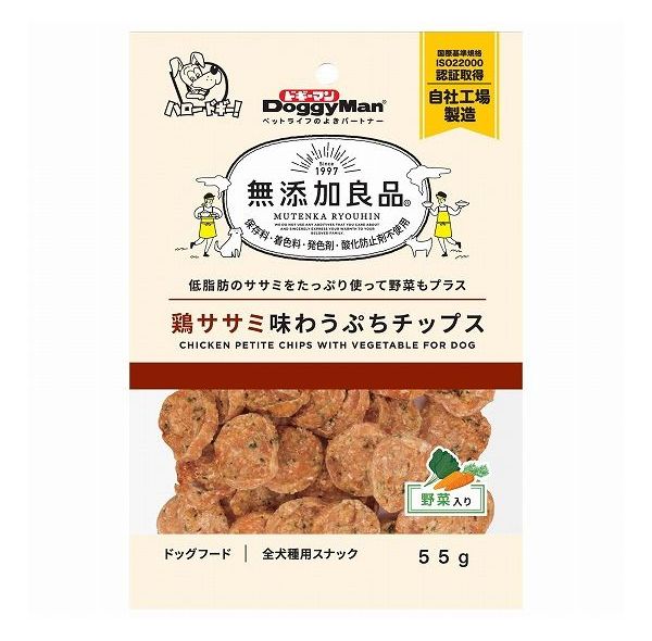 【12個セット】 ドギーマン 無添加良品 鶏ササミ味わうぷちチップス 野菜入り 55g x12