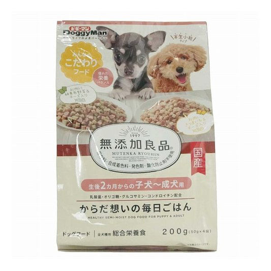 【12個セット】 ドギーマン 無添加良品 からだ想いの毎日ごはん 子犬~成犬用 200g(50g×4袋) x12