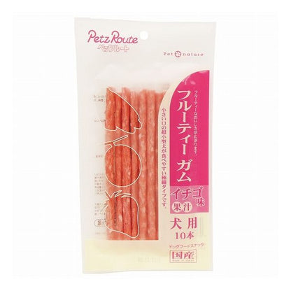 【12個セット】 ペッツルート フルーティーガム イチゴ味 10本 x12