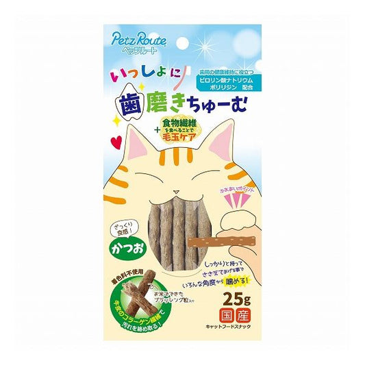 【12個セット】 ペッツルート いっしょに歯磨きちゅーむ かつお 25g x12