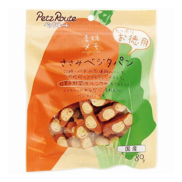 【12個セット】 ペッツルート 素材メモ ささみベジタパン お徳用 80g x12