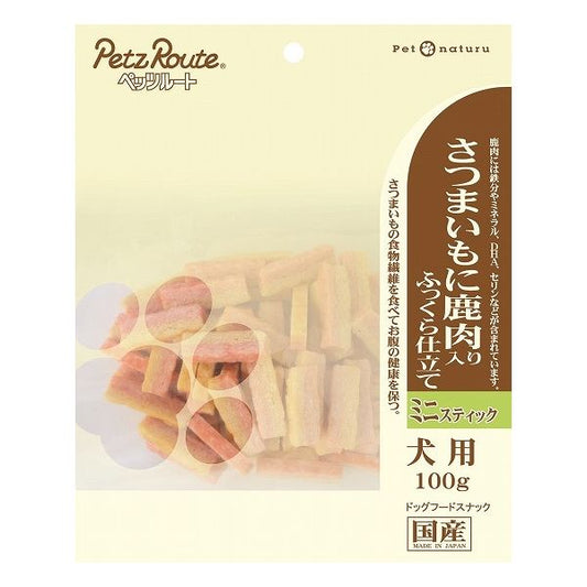 【12個セット】 ペッツルート さつまいもに鹿肉入り ミニスティック 100g x12