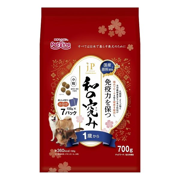 【10個セット】 ペットライン JPスタイル和の究み 小粒 1歳から 700g (100g×7)