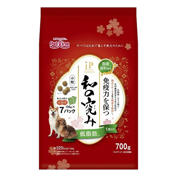 【10個セット】 ペットライン JPスタイル和の究み 小粒 低脂肪 1歳から 700g (100g×7)