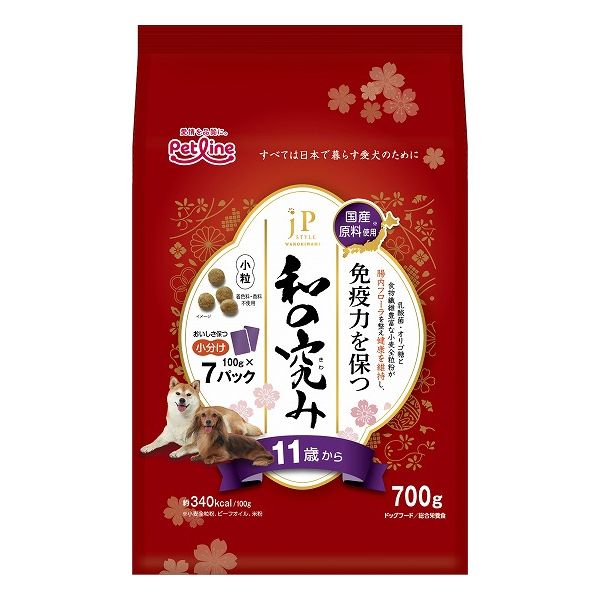 【10個セット】 ペットライン JPスタイル和の究み 小粒 11歳から 700g (100g×7)