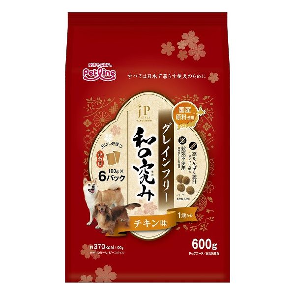 【10個セット】 ペットライン JPスタイル和の究み 小粒 グレインフリー チキン味 1歳から 600g (100g×6)