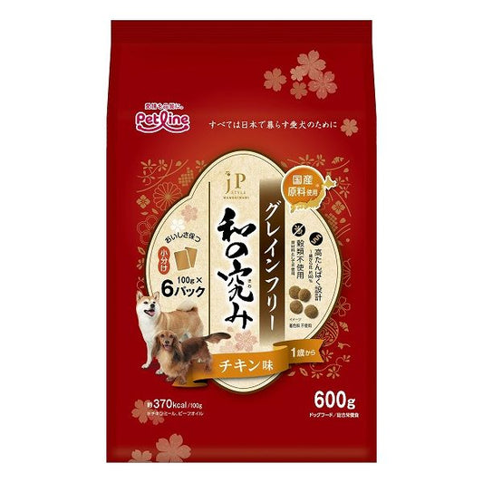 【2個セット】 ペットライン JPスタイル和の究み 小粒 グレインフリー チキン味 1歳から 600g (100g×6)