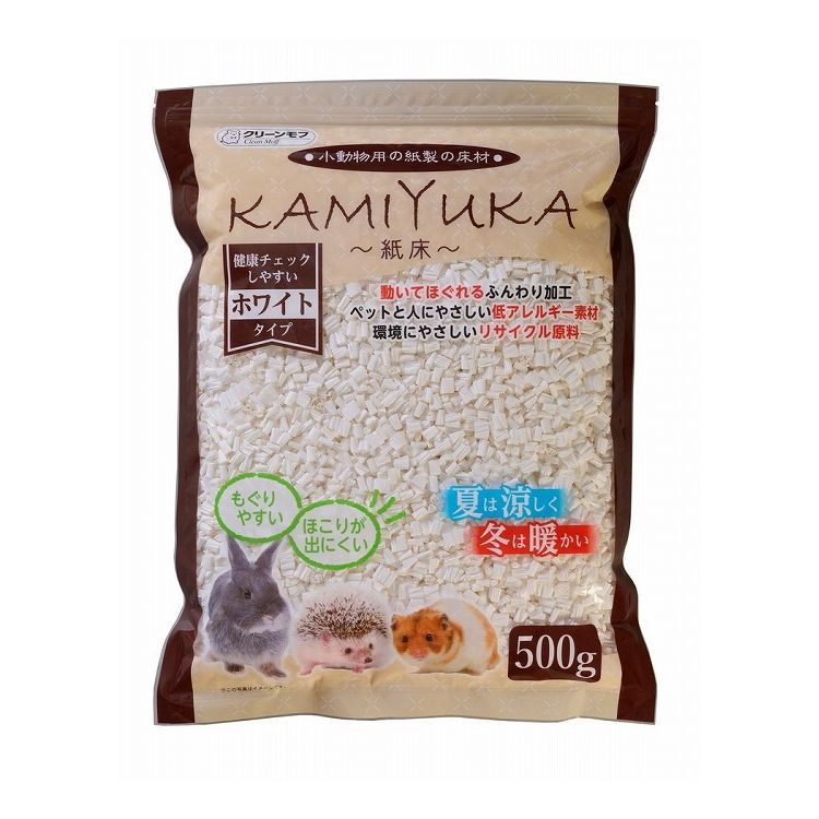 【4個セット】 シーズイシハラ クリーンモフ KAMIYUKA ホワイト 500g x4 2kg 小動物用 床材 紙床 かみゆか 日本製 国産 うさぎ ハムスター ケージ ゲージ おうち 床 紙製床材