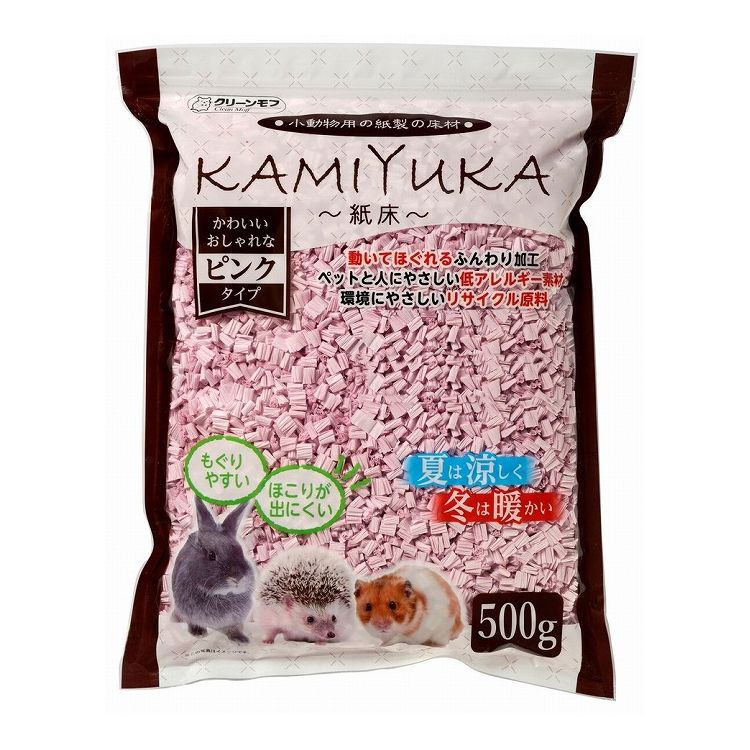 【16個セット】 シーズイシハラ クリーンモフ KAMIYUKA ピンク 500g x16 8kg 小動物用 床材 紙床 かみゆか 日本製 国産 うさぎ ハムスター ケージ ゲージ おうち 床 紙製床材