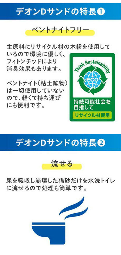 【6個セット】 ペティオ システムトイレ用 トイレに流せる猫砂 デオンDサンド 4L 木の猫砂 流せる トイレに流せる 燃えるゴミ 燃やせる 日本製 国産 猫砂 ねこ砂 Petio