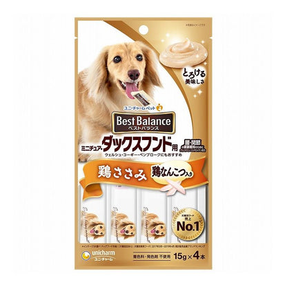 【6個セット】 ユニチャーム ベストバランスおやつ ミニチュア・ダックスフンド用 鶏ささみ入り 15g×4本