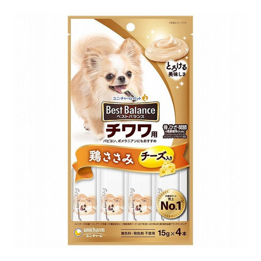 【12個セット】 ユニチャーム ベストバランスおやつ チワワ用 鶏ささみ 15g×4本