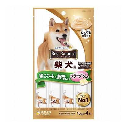 【6個セット】 ユニチャーム ベストバランスおやつ 柴犬用 鶏ささみに野菜入り 15g×4本