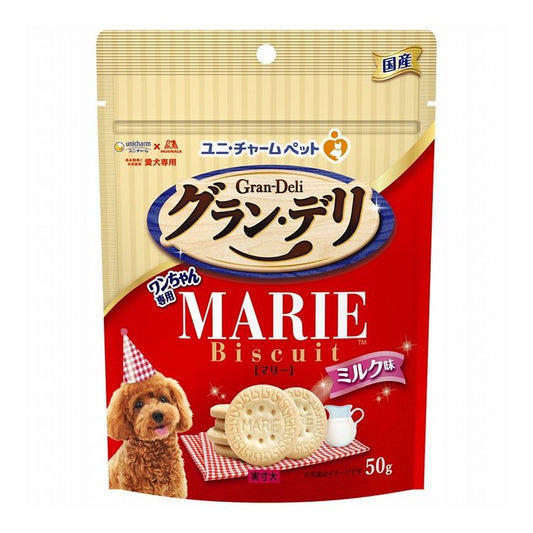 【12個セット】 ユニチャーム グラン・デリ ワンちゃん専用マリービスケット ミルク味 50g