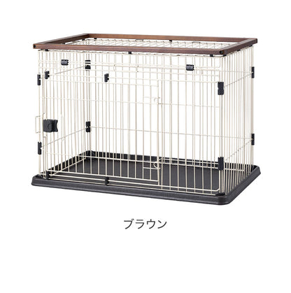 ボンビアルコン 犬用 ケージ サークル スライドドア & ペットレー クリアメッシュ S 木製 ウッド調 屋根付き 犬用ケージ ゲージ ハウス 横開き 木目 小型 コンパクト ウッドワン スライドドアサークル